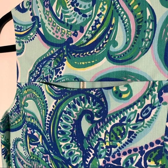 Blue paisley Lilly Pulitzer dress with gold zipper detail - Picture 4 of 4